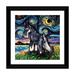 East Urban Home Standard Schnauzer Night by Aja Trier - Painting Print Paper in Blue/Gray/Green | 24 H x 24 W in | Wayfair