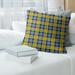 East Urban Home LA Throwback Football Luxury Square Pillow Cover, Cotton in White/Blue/Yellow | 14 H x 14 W x 0.2 D in | Wayfair