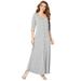 Plus Size Women's Button Front Maxi Dress by Roaman's in Medium Heather Grey (Size 34/36)