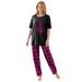 Plus Size Women's Graphic Tee PJ Set by Dreams & Co. in Black Hearts (Size M) Pajamas