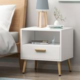 Everly Quinn Shaula 20 Tall 1 - Drawer Nightstand Wood in Green/White | 20 H x 19.5 W x 15.6 D in | Wayfair 597FE34CD3694EE98F4BC168E8DBEF72