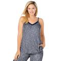 Plus Size Women's Marled Lace-Trim Sleep Tank by Dreams & Co. in Evening Blue Marled (Size 38/40) Pajama Top