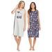 Plus Size Women's 2-Pack Sleeveless Sleepshirt by Dreams & Co. in Navy Paisley Hearts (Size 18/20) Nightgown