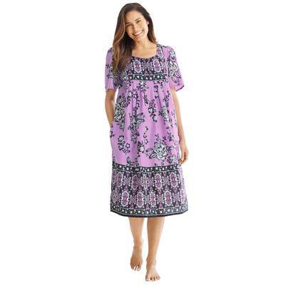 Plus Size Women's Mixed Print Short Lounger by Only Necessities in Light Orchid Floral (Size L)