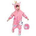 Barakara Kids Raincoat Hooded, Portable Reusable Boys Girls Rain Poncho w/ Hat Brim Reflective Stripe, Cute Unicorn Waterproof Rain Suit Puddle Suit Lightweight Rain Jacket for Baby Toddler Hiking