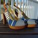 Coach Shoes | Coach Striped Blue & White Platform Sandal | Color: Blue/White | Size: 6.5