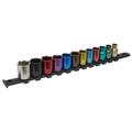 Sealey AK2873 Multi-Colour Socket Set, 12pc 3/8 inch Sq Dr 6pt Wall Drive Metric