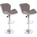 2x Tabouret de bar HHG 156, tabouret pour comptoir, réglable en hauteur, similicuir couleur taupe