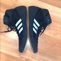 Adidas Shoes | Adidas Black Suede & Mesh High-Top Size 8/9 | Color: Black/White | Size: 8