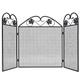 vidaXL 3-Panel Black Iron Fireplace Screen - Artistic Scrollwork Design - Safe and Adjustable Frame - Easy Fold Storage - for Wood Burning Ovens