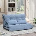 Ebern Designs Aponi Twin 43.3" Wide Pillow Back Futon & Mattress Velvet/Metal in Blue | 20.86 H x 43.3 W x 30 D in | Wayfair