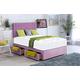 Plain Velvet Divan Bed with Orthopaedic Memory Foam Mattress and 20 INCH Savannah Vertical Two-LINE HEADBOARD!!! (Lilac, 3FT - 0 Drawer)