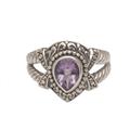 Crown of Celuk,'Amethyst and Sterling Silver Solitaire Ring from Bali'