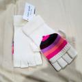 Kate Spade Accessories | Kate Spade Cream Striped Fingerless Mittens Nwt | Color: Pink/White | Size: Os