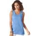 Plus Size Women's Scoopneck Tank by Roaman's in Horizon Blue (Size M) Top 100% Cotton Layering A-Shirt