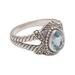 Crown of Celuk,'Blue Topaz and Sterling Silver Solitaire Ring from Bali'