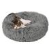 Calming Cuddler Long Fur Donut Pet Bed, 23" L X 23" W X 9" H, Gray, Small