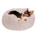 Round Plush Ball Pet Bed, 19.7" L X 19.7" W X 26" D, Shell, Medium, White