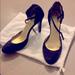 J. Crew Shoes | J. Crew Mary Jane Ruffle Heels In Navy Suede 5.5m | Color: Blue | Size: 5.5