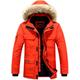 TMHOO Mens Heavy Weight Fur Hooded Parka Padded Waterproof Windproof Cold Winter Coat Jacket/Big Size/Detachable Hood S-5XL (Orange,Large)