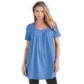 Plus Size Women's Pleatneck Ultimate Tunic by Roaman's in Horizon Blue (Size L) Long Shirt