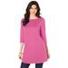 Plus Size Women's Boatneck Ultimate Tunic with Side Slits by Roaman's in Vintage Rose (Size 30/32) Long Shirt