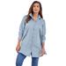 Plus Size Women's Kate Tunic Big Shirt by Roaman's in Pale Blue (Size 38 W) Button Down Tunic Shirt