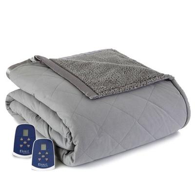 Micro Flannel Sherpa Heated Blanket, Full / Double, Gray
