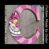 Disney Wall Decor | 8 Inch Hand Painted Cheshire Cat Disney Letter | Color: Pink/Purple | Size: Os