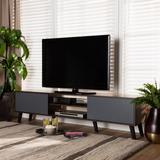 Baxton Studio Clapton Modern Multi-Tone Grey & Walnut Brown Finished Wood TV Stand - Wholesale Interiors TV8010-Walnut/Grey-TV