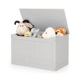 Costway Safety Hinge Wooden Chest Organizer Toy Storage Box-Gray