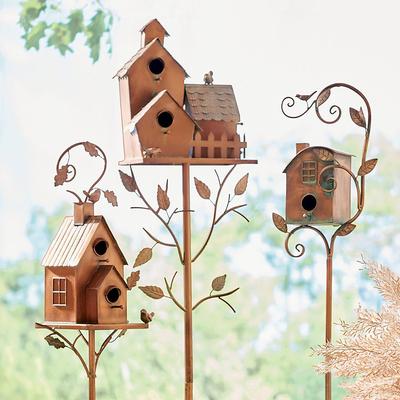 Birdhouse Garden Stakes - Farmhouse - Grandin Road