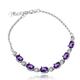 925 Sterling Silver Natural Amethyst Bracelet Oval Cut Purple Crystal Gemstone Link Bracelet Platinum Plated FB054-Amethyst-Silver