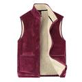 Panegy Men's Warm Lining Fleece Gilet Skiing Warm Vest Classic Solid Color Body Warmer Windproof Sleeveless Jacket Red Label Size 5XL=EU XL