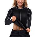 Nebility Women Waist Trainer Jacket Hot Sweat Shirt Weight Loss Sauna Suit Workout Body Shaper Neoprene Top Long Sleeve - black - Medium