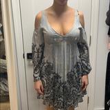 Free People Dresses | Free People Cut Out Shoulder Flowy Dress | Color: Blue/Cream | Size: S