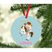 The Holiday Aisle® Western Rodeo Blonde Haired Girl w/ White Horse & Rope Personalized Christmas Ball Ornament in Blue | 3.5 H x 3.5 W in | Wayfair