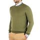 Men's Crew Neck Sweater Pure Cashmere 100% Wool Long Sleeve Pullover with Soft Crew Neck (XXL, Military Green)