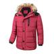 Men's Winter Warm Fur Hooded Jacket Coat Casual Fleece Parka Thick Zip Overcoat 5XL Red