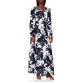 Love Moschino Damen All-Over Roses Print,Long Sleeves,Ruffled Neckline and Flounced Skirt with Ruffles Casual Dress, F.BCO/ROSA BLU, 40