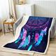 Dream Catcher Feather Sherpa Blanket Double Size Bohemian Mandala Throw Blanket For Kids Teens Adult Boho Tie Dye Hippie Plush Bed Blanket Exotic Floral Gypsy Fleece Blanket Purple