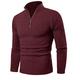 KEFITEVD Men's Warm Turtleneck Sweater Winter 1/4 Zip Knitted Tactical Work Tops Long Sleeve Ribbed Pullover Sweaters Wine Red