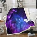 Loussiesd Galaxy Outer Space Fleece Throw Blanket Blue Purple Starry Sky Sherpa Blanket for Kids Adults Universe Stars Night Plush Blanket Fuzzy Blanket for Sofa Bed Couch Double 60"x79"