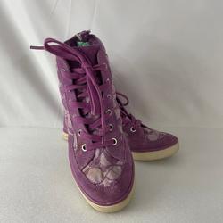 Coach Shoes | Coach Light Purple Canvas & Suede High Top Sneaker | Color: Purple/White | Size: 6