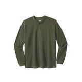 Men's Big & Tall Waffle-Knit Thermal Henley Tee by KingSize in Heather Olive (Size 9XL) Long Underwear Top