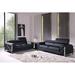 Orren Ellis Korando Black Italian Leather Sofa Love Genuine Leather in Black/Brown | 35 H x 89 W x 43 D in | Wayfair Living Room Sets