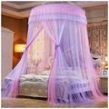 Dome Mosquito Net for Double Bed Queen&King Size Full Coverage Bed Canopy Curtain Mosquito Nettings Pink Purple(Height:2.7M)