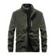 Men's Warm Fleece Jacket Windproof Tactical Fishing Hunting Coat Stand Collar Thick Warm Faux Fur Body Warmer Full Zip Jacket,Army Green,M