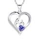 JO WISDOM Women Heart Mum Necklace,925 Sterling Silver Mother Daughter Love Heart Pendant Necklace with 3A CZ December birthstone Tanzanite Color,Gift for Mum
