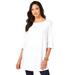 Plus Size Women's Boatneck Ultimate Tunic with Side Slits by Roaman's in White (Size 38/40) Long Shirt